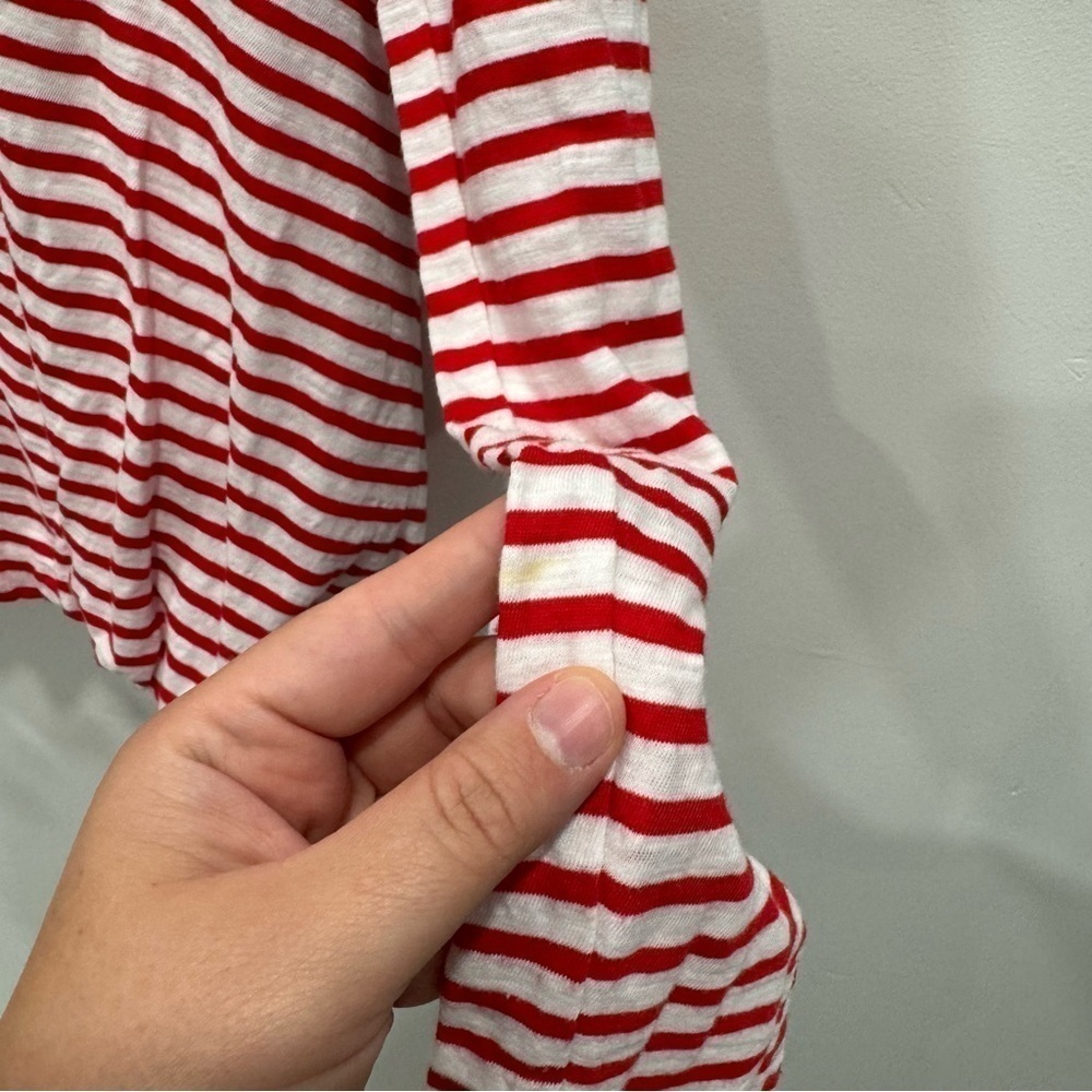 Stateside Red White Stripe Long Sleeve Bubble Hem Top Small - Picture 5 of 6